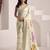 Women's cream soft linen jacquard saree with unstitched silk blouse piece