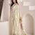 Women's cream soft linen jacquard saree with unstitched silk blouse piece