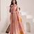 Women's peach soft linen jacquard saree with unstitched silk blouse piece