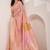 Women's peach soft linen jacquard saree with unstitched silk blouse piece