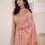 Women's peach soft linen jacquard saree with unstitched silk blouse piece
