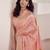 Women's peach soft linen jacquard saree with unstitched silk blouse piece