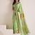 Women's pista soft linen jacquard saree with unstitched silk blouse piece