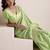 Women's pista soft linen jacquard saree with unstitched silk blouse piece