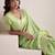 Women's pista soft linen jacquard saree with unstitched silk blouse piece