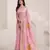 Women's pink soft linen jacquard saree with unstitched silk blend blouse piece