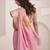 Women's pink soft linen jacquard saree with unstitched silk blouse piece