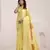 Women's yellow soft linen jacquard saree with unstitched silk blend blouse piece