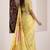 Women's yellow soft linen jacquard saree with unstitched silk blouse piece
