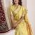 Women's yellow soft linen jacquard saree with unstitched silk blouse piece