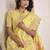 Women's yellow soft linen jacquard saree with unstitched silk blouse piece