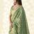 Women's green silk blend zari woven saree with unstitched silk blouse piece