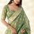 Women's green silk blend zari woven saree with unstitched silk blouse piece