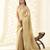 Women's beige silk blend zari woven saree with unstitched silk blouse piece