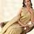 Women's beige silk blend zari woven saree with unstitched silk blouse piece