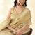 Women's beige silk blend zari woven saree with unstitched silk blouse piece