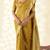 Women's mustard silk blend zari woven saree with unstitched silk blouse piece