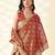 Women's rust silk blend zari woven saree with unstitched silk blouse piece