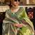 Women's green tissue silk zari woven saree with unstitched silk blouse piece
