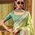 Women's green tissue silk zari woven saree with unstitched silk blouse piece