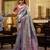 Women's blue tissue silk zari woven saree with unstitched silk blouse piece