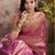 Women's pink tissue silk zari woven saree with unstitched silk blouse piece