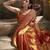 Women's rust tissue silk zari woven saree with unstitched silk blouse piece