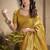 Women's gold tissue silk zari woven saree with unstitched silk blouse piece