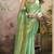 Women's sea green tissue silk zari woven saree with unstitched silk blouse piece