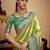 Women's green tissue silk zari woven saree with unstitched silk blouse piece