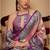 Women's pink tissue silk zari woven saree with unstitched silk blouse piece