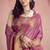 Women's pink tissue silk zari woven saree with unstitched silk blouse piece