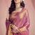 Women's pink tissue silk zari woven saree with unstitched silk blouse piece