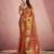 Women's rust tissue silk zari woven saree with unstitched silk blouse piece