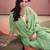 Women's sea green tissue silk zari woven saree with unstitched silk blouse piece