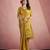 Women's mustard tissue silk zari woven saree with unstitched silk blouse piece
