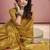 Women's mustard tissue silk zari woven saree with unstitched silk blouse piece