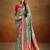 Women's green tissue silk kalamkari saree with unstitched silk blouse piece