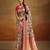 Women's beige tissue silk kalamkari saree with unstitched silk blouse piece