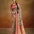 Women's beige tissue silk blend kalamkari saree with unstitched silk blend blouse piece