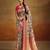 Women's beige tissue silk kalamkari saree with unstitched silk blouse piece