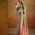 Women's green tissue silk kalamkari saree with unstitched silk blouse piece
