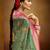 Women's green tissue silk kalamkari saree with unstitched silk blouse piece