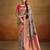 Women's brown tissue silk kalamkari saree with unstitched silk blouse piece