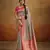 Women's peach tissue silk blend kalamkari saree with unstitched silk blend blouse piece