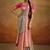 Women's peach tissue silk kalamkari saree with unstitched silk blouse piece