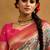 Women's peach tissue silk kalamkari saree with unstitched silk blouse piece