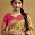 Women's yellow tissue silk kalamkari saree with unstitched silk blouse piece