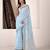 Women's blue linen silk woven saree with unstitched silk blouse piece