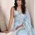 Women's blue linen silk woven saree with unstitched silk blouse piece
